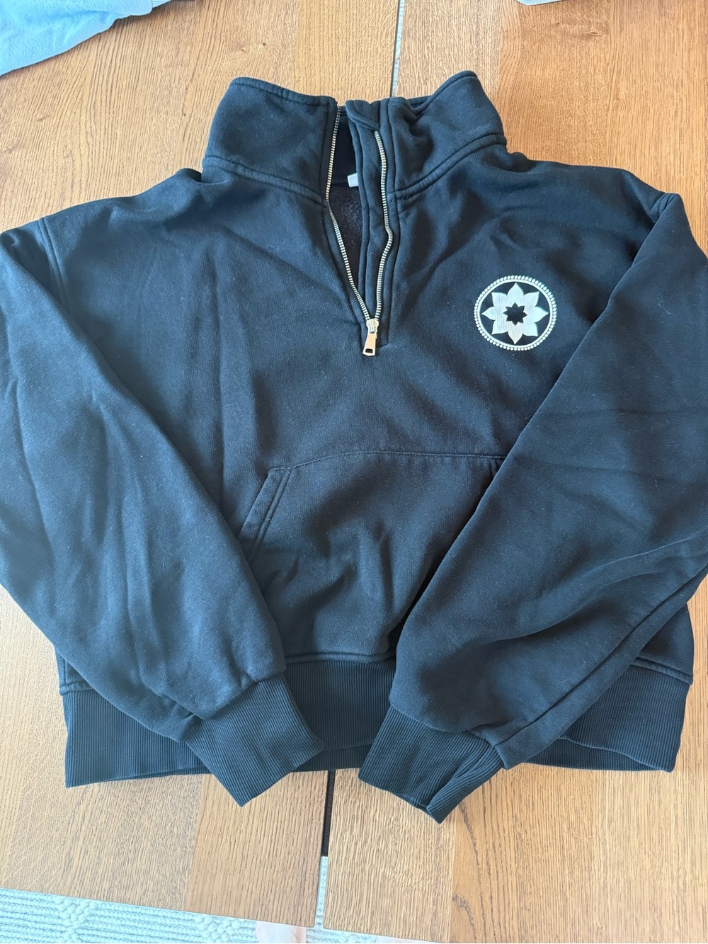 Black Quarter-Zip Pullover Sweatshirt
